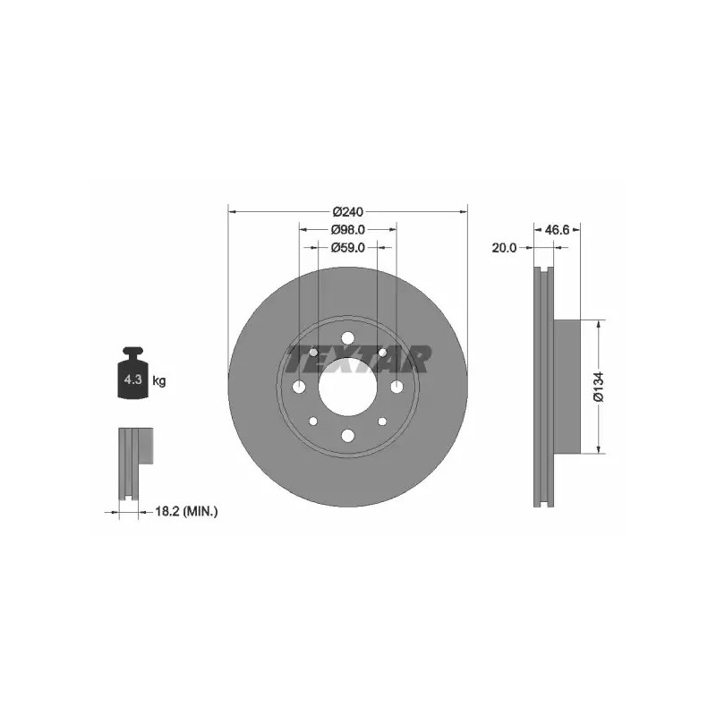 Stabdžių diskas  TEXTAR 92090300