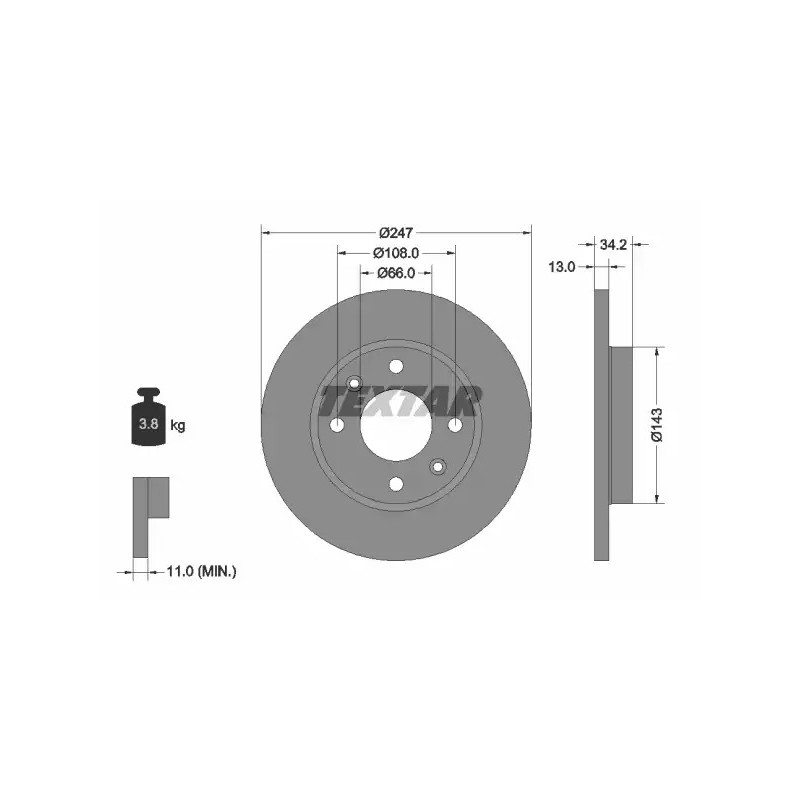 Stabdžių diskas  TEXTAR 92092803
