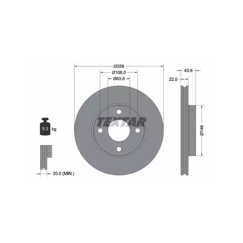 Stabdžių diskas  TEXTAR 92096203