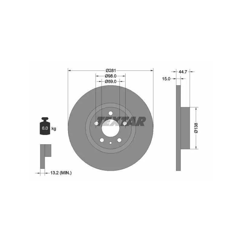 Stabdžių diskas  TEXTAR 92096400