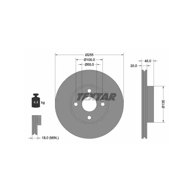 Stabdžių diskas  TEXTAR 92096800
