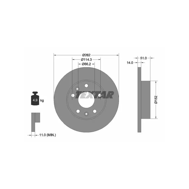Stabdžių diskas  TEXTAR 92102900