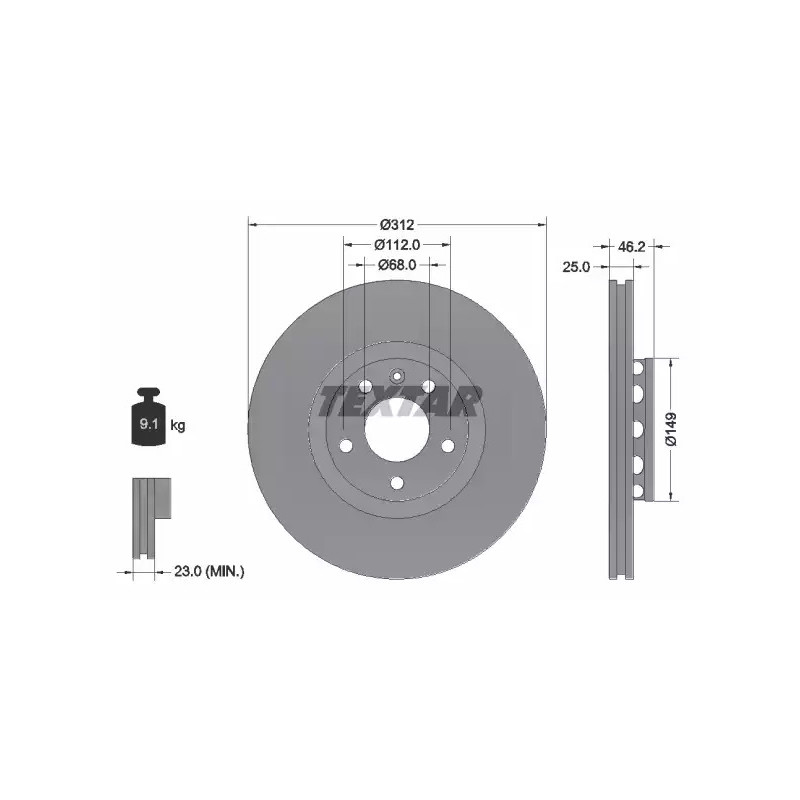 Stabdžių diskas  TEXTAR 92106105