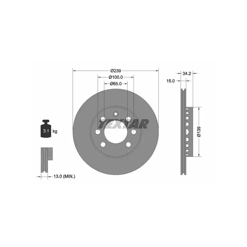 Stabdžių diskas  TEXTAR 92106403
