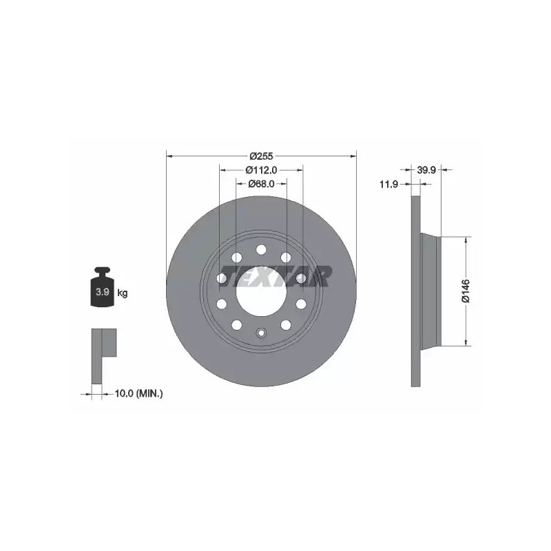 Stabdžių diskas  TEXTAR 92106303