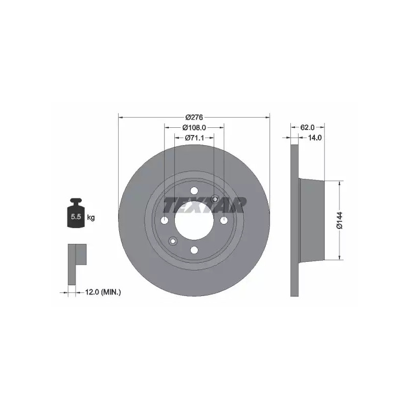 Stabdžių diskas  TEXTAR 92107900