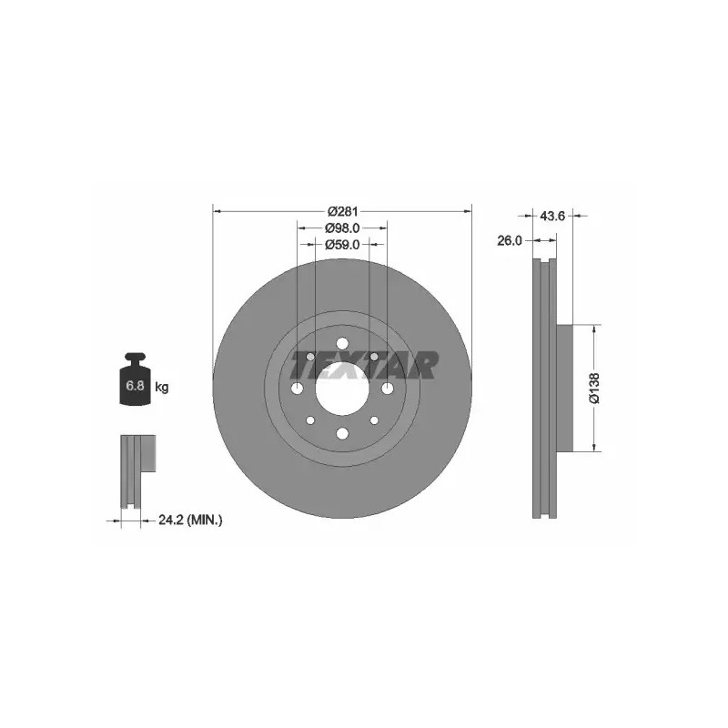 Stabdžių diskas  TEXTAR 92107703
