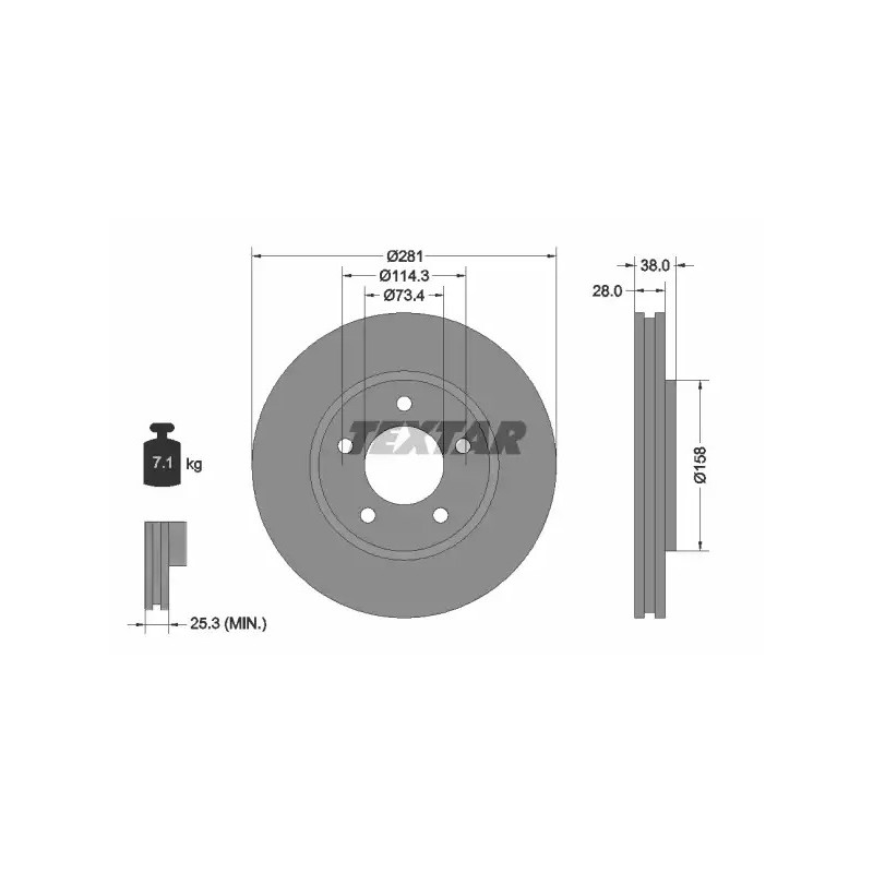 Stabdžių diskas  TEXTAR 92108300