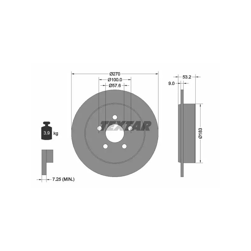Stabdžių diskas  TEXTAR 92108600