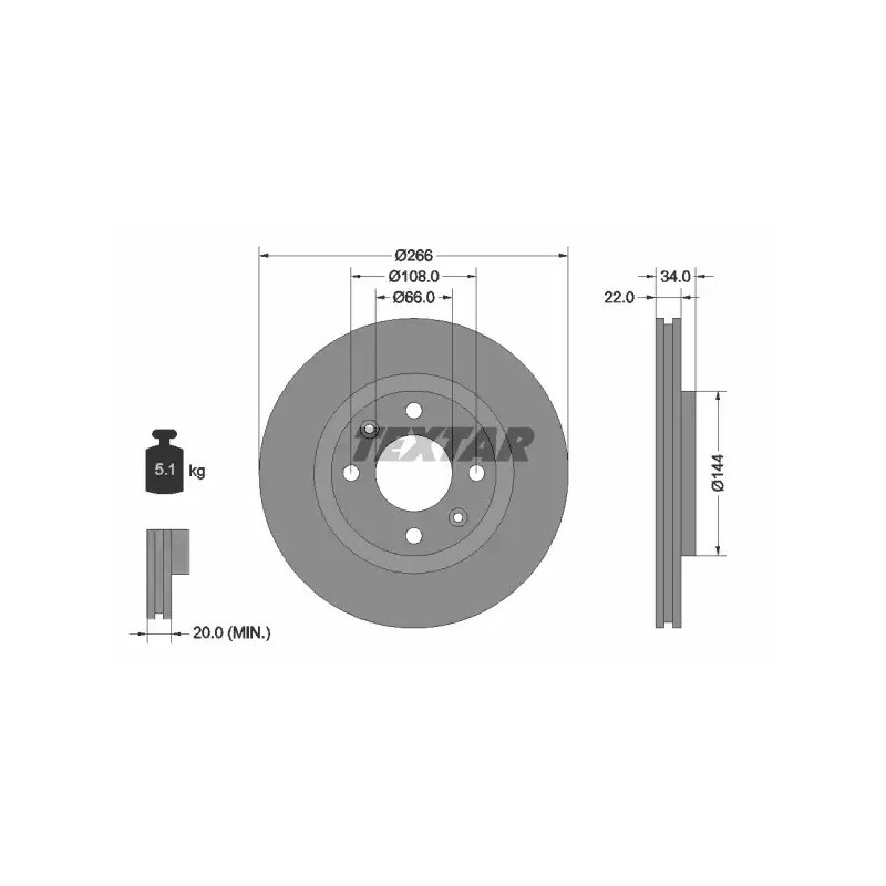 Stabdžių diskas  TEXTAR 92111503