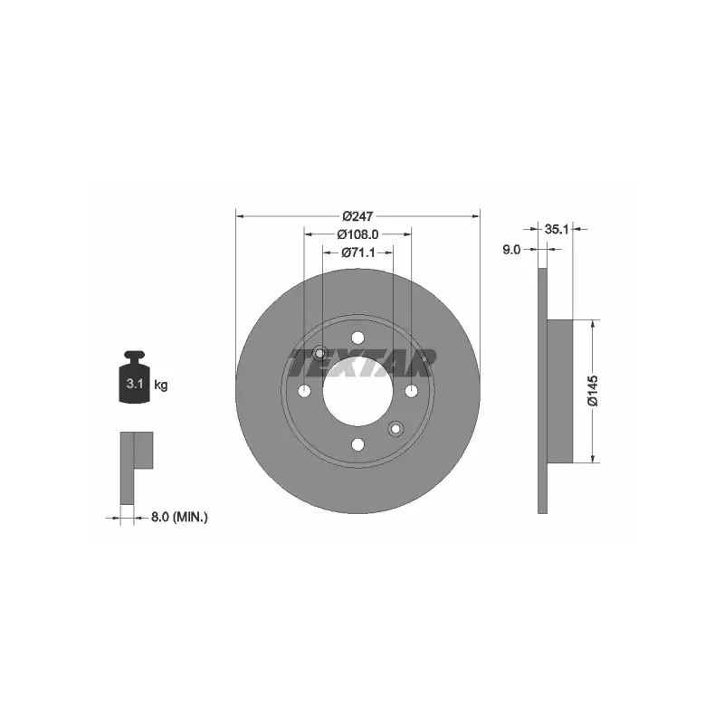 Stabdžių diskas  TEXTAR 92111703