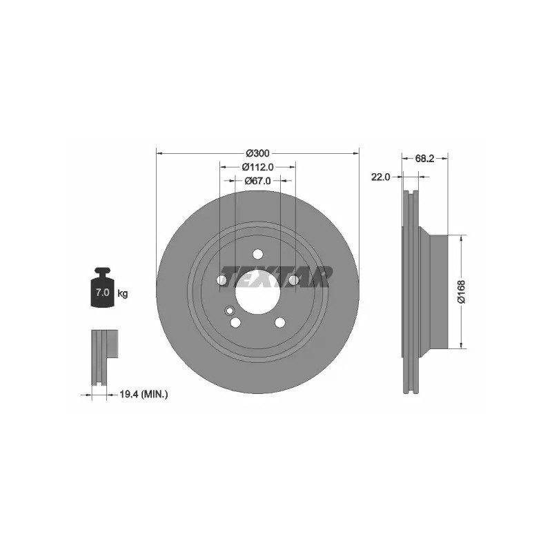 Stabdžių diskas  TEXTAR 92115505