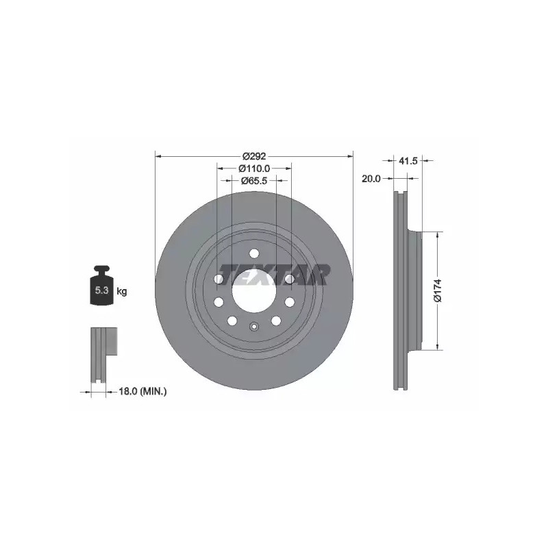 Stabdžių diskas  TEXTAR 92118403