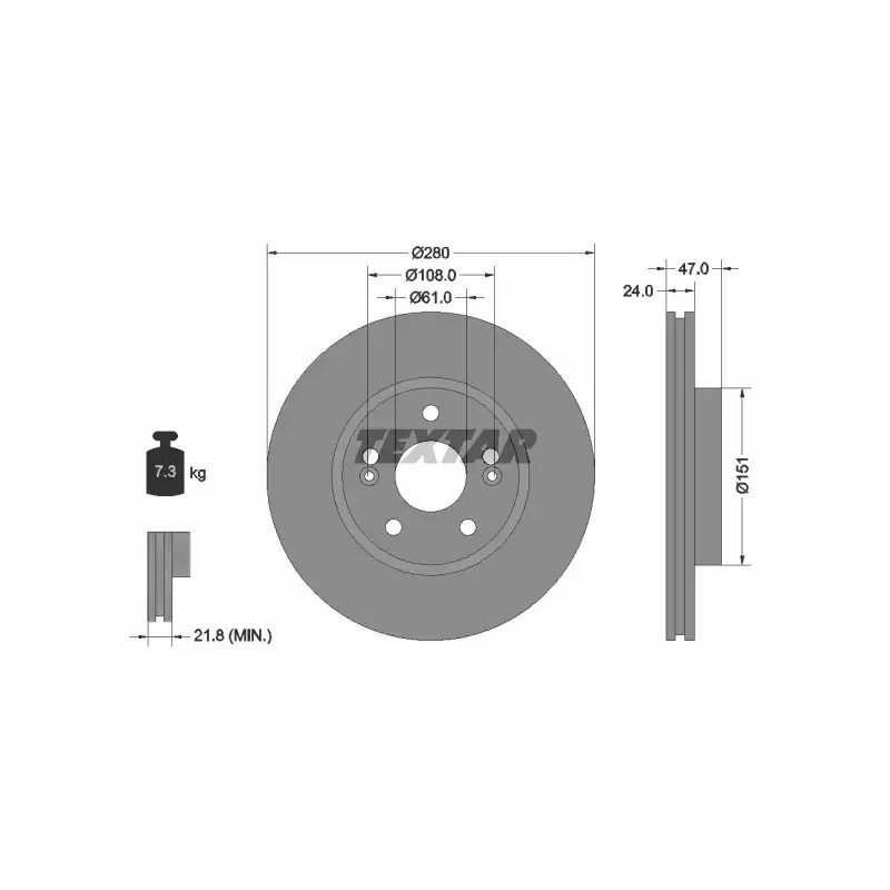 Stabdžių diskas  TEXTAR 92118903