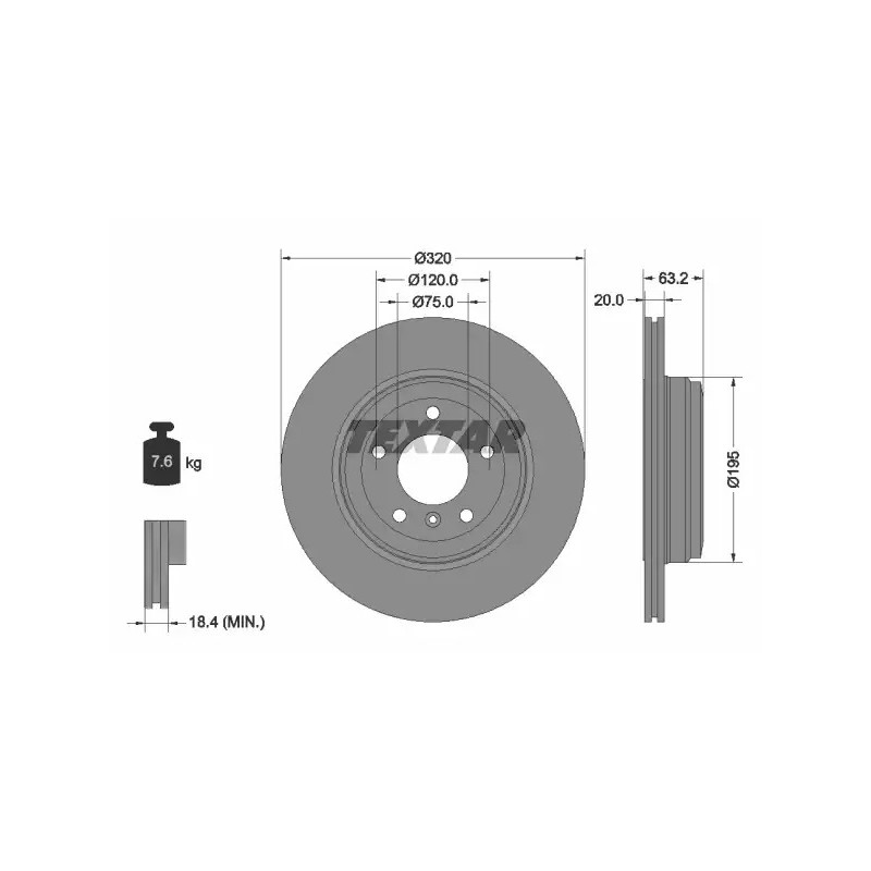Stabdžių diskas  TEXTAR 92122703