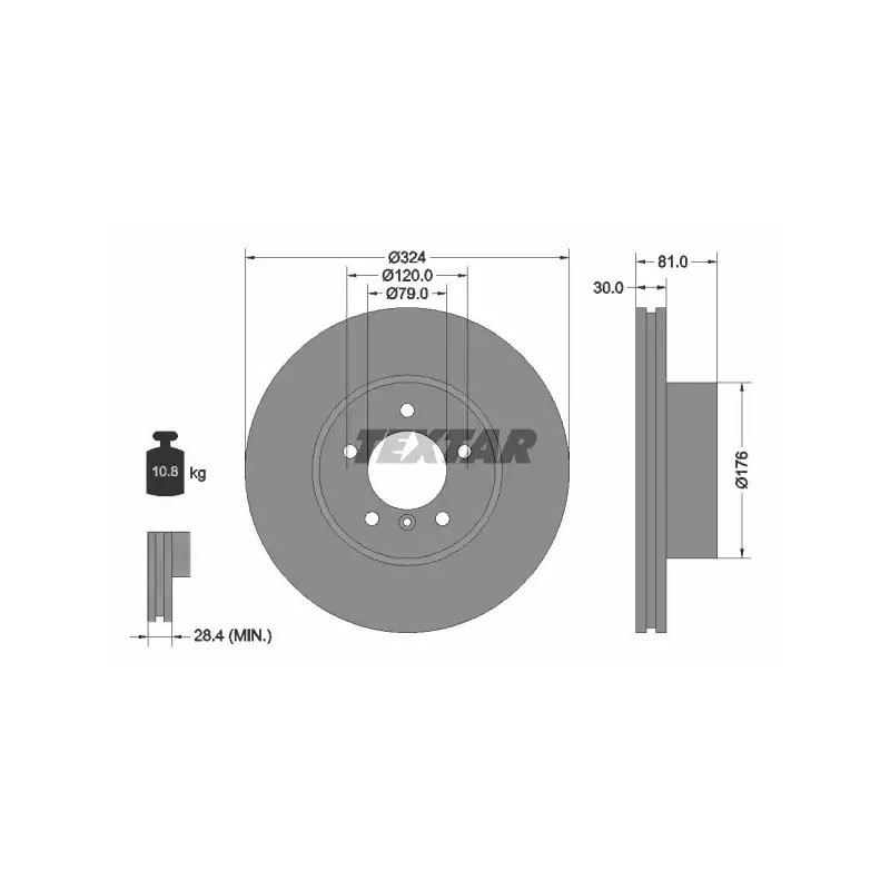 Stabdžių diskas  TEXTAR 92122805