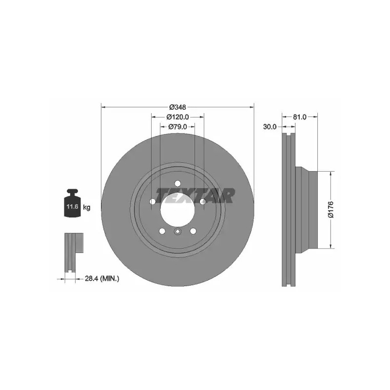 Stabdžių diskas  TEXTAR 92122905