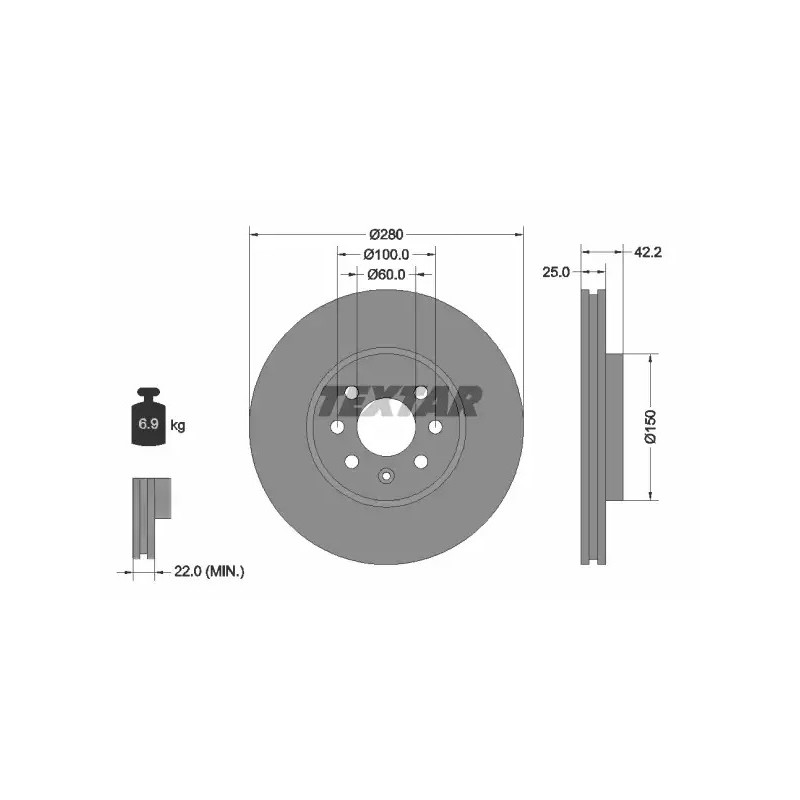 Stabdžių diskas  TEXTAR 92124603