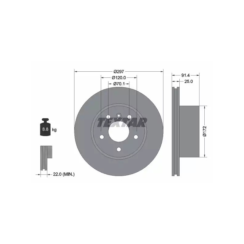 Stabdžių diskas  TEXTAR 92129700
