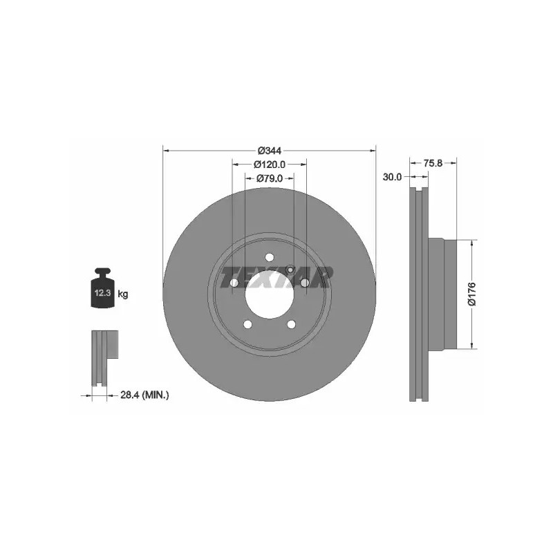 Stabdžių diskas  TEXTAR 92134400