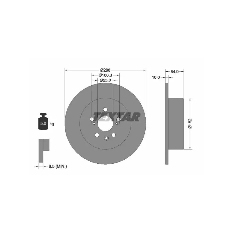 Stabdžių diskas  TEXTAR 92135903