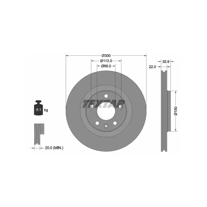 Stabdžių diskas  TEXTAR 92137103