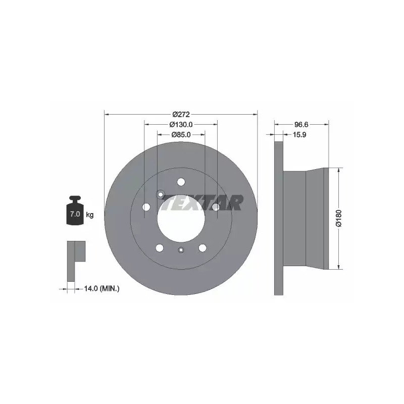 Stabdžių diskas  TEXTAR 92137603