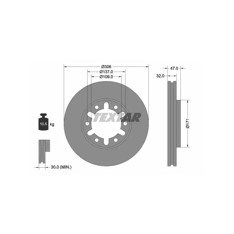 Stabdžių diskas  TEXTAR 92138300