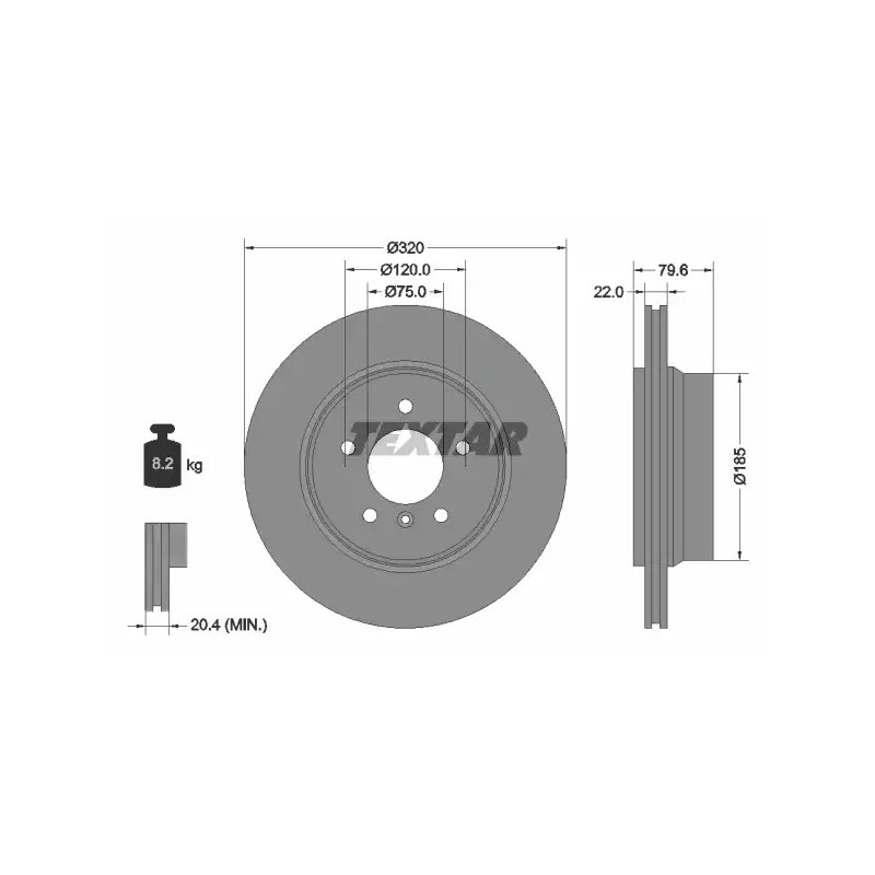 Stabdžių diskas  TEXTAR 92141603