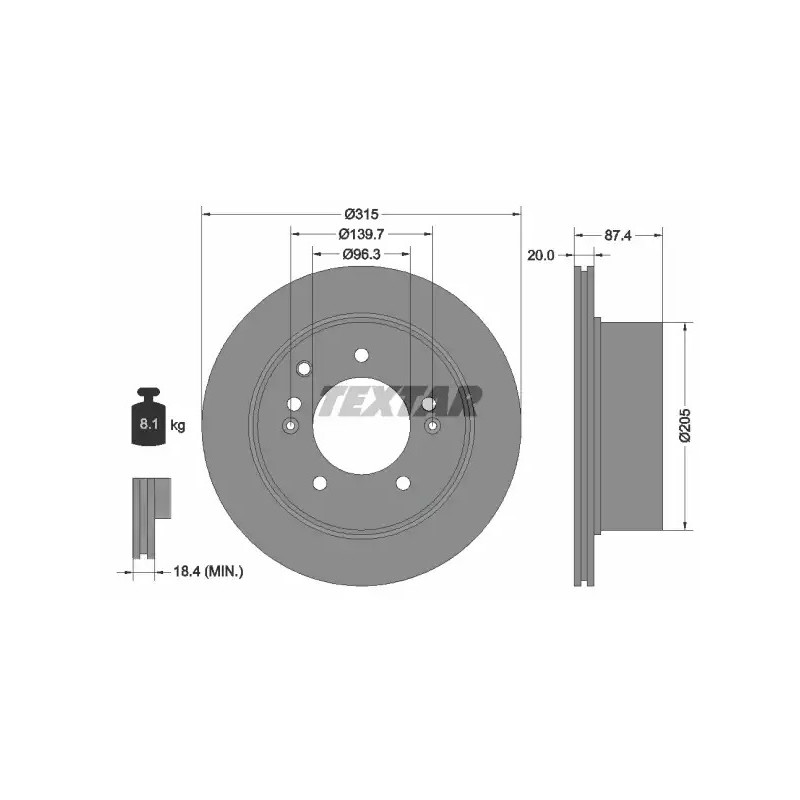 Stabdžių diskas  TEXTAR 92147400