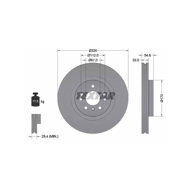 Stabdžių diskas  TEXTAR 92150605