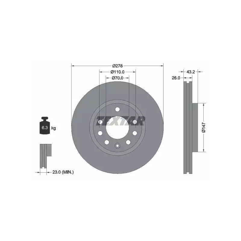 Stabdžių diskas  TEXTAR 92156400