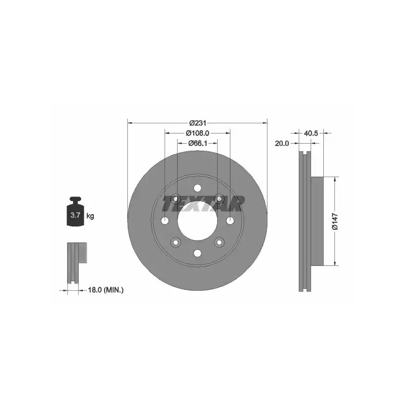 Stabdžių diskas  TEXTAR 92158900