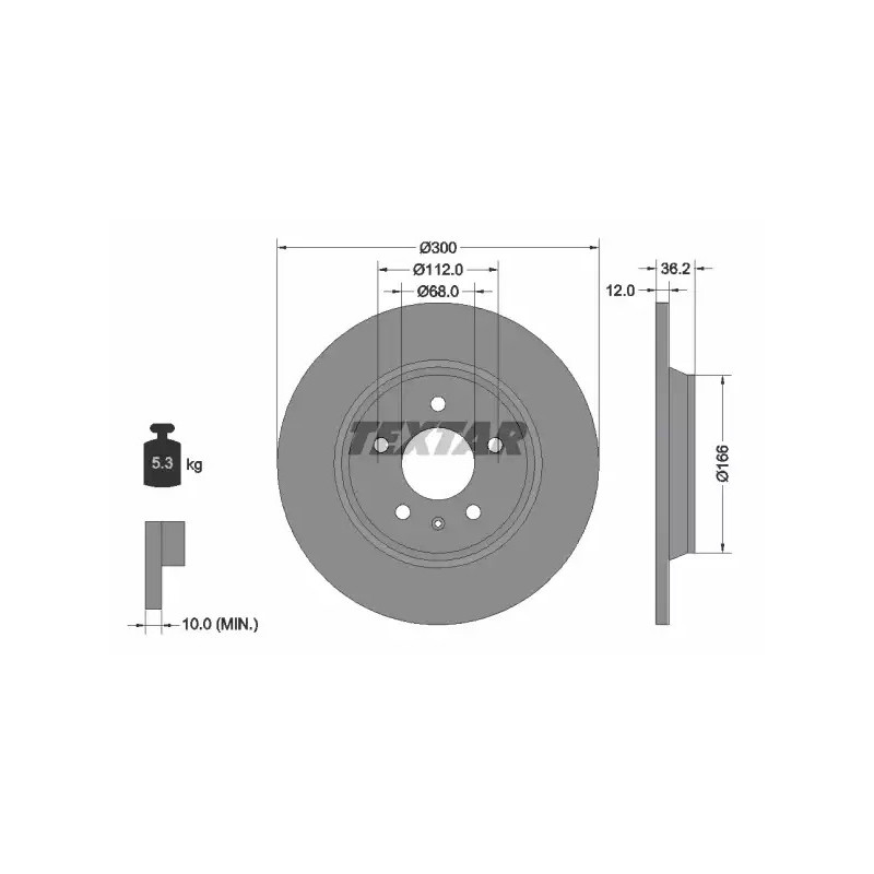 Stabdžių diskas  TEXTAR 92160103
