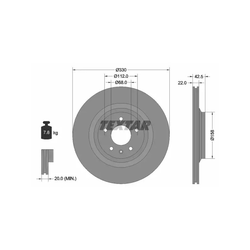 Stabdžių diskas  TEXTAR 92160403