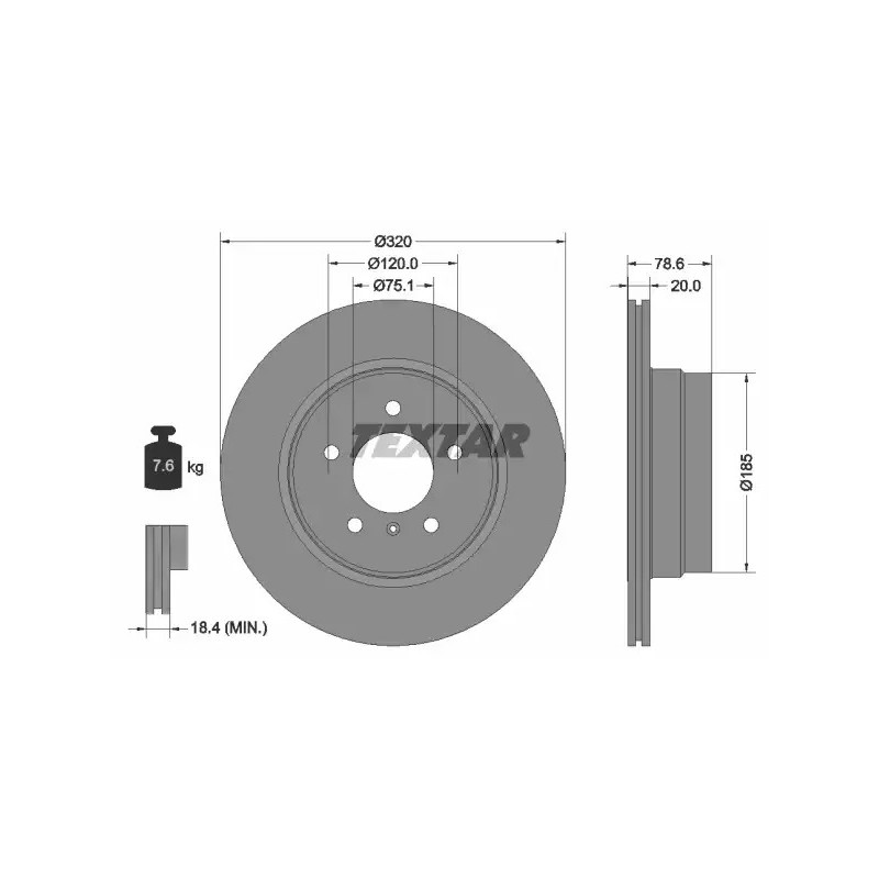 Stabdžių diskas  TEXTAR 92161103