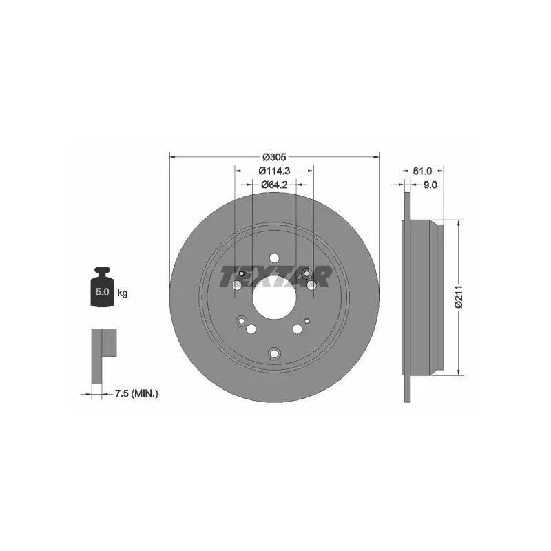 Stabdžių diskas  TEXTAR 92162503