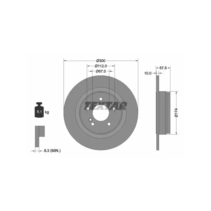 Stabdžių diskas  TEXTAR 92163303