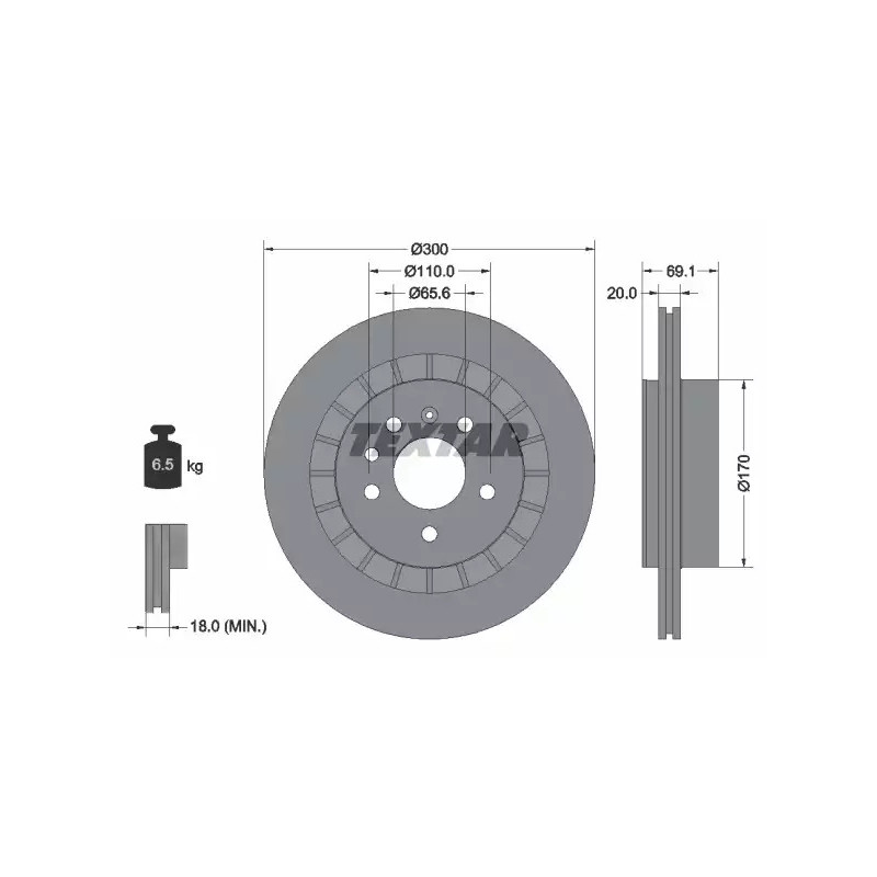 Stabdžių diskas  TEXTAR 92164900