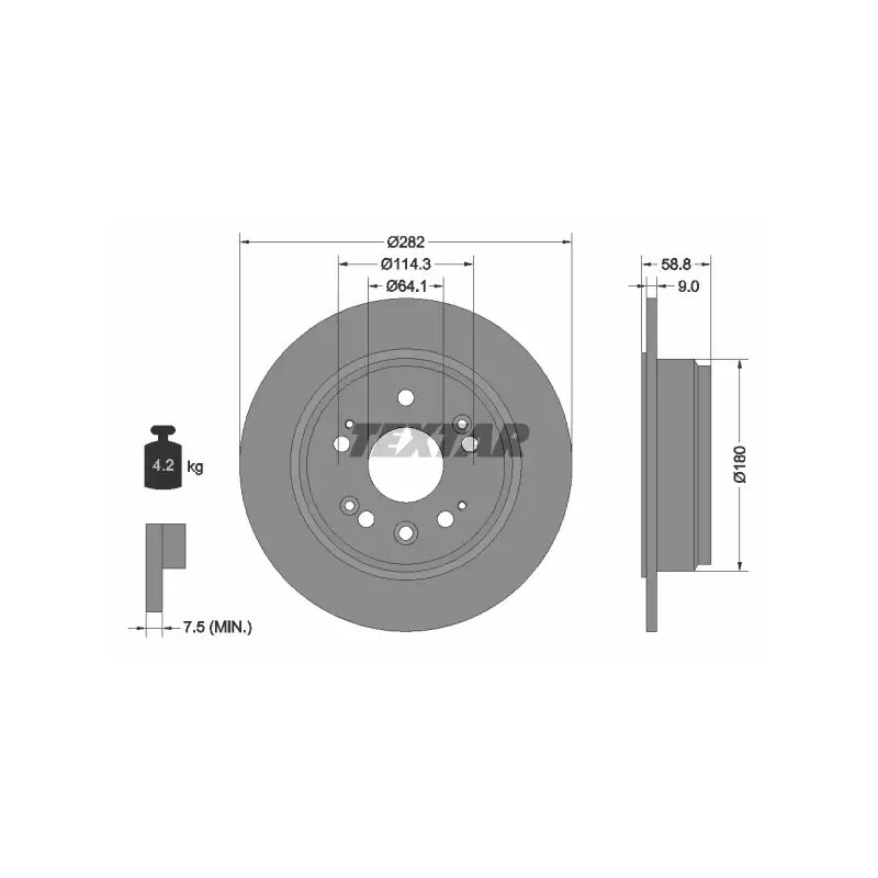 Stabdžių diskas  TEXTAR 92165703