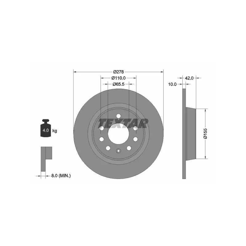 Stabdžių diskas  TEXTAR 92167603