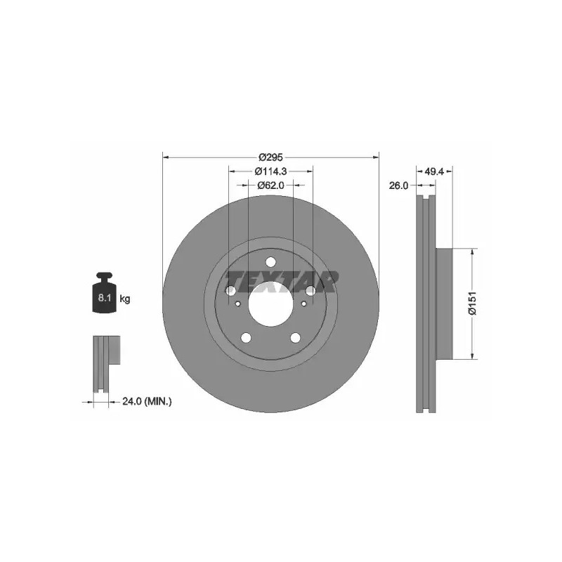 Stabdžių diskas  TEXTAR 92168003