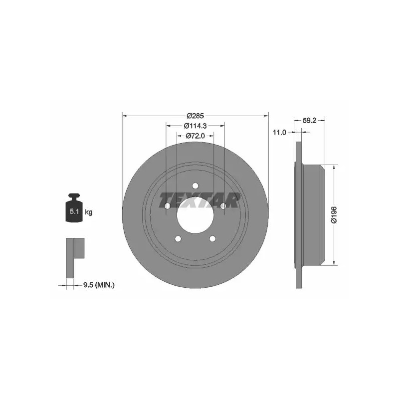 Stabdžių diskas  TEXTAR 92169403