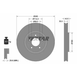 Stabdžių diskas  TEXTAR 92169903