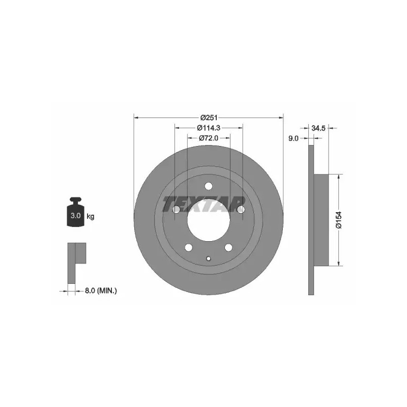 Stabdžių diskas  TEXTAR 92169300
