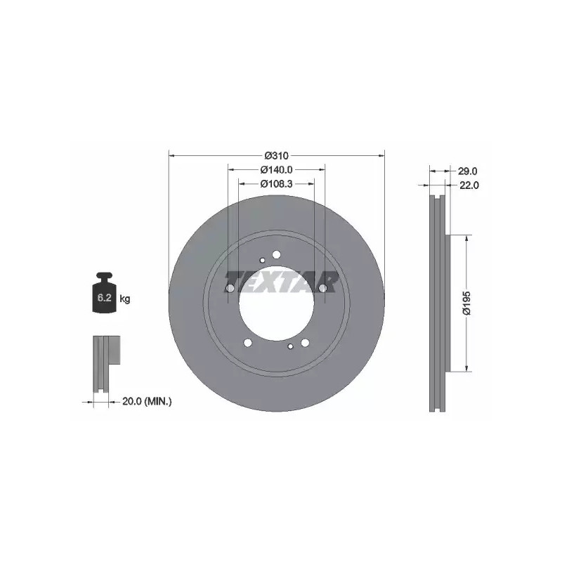 Stabdžių diskas  TEXTAR 92170503