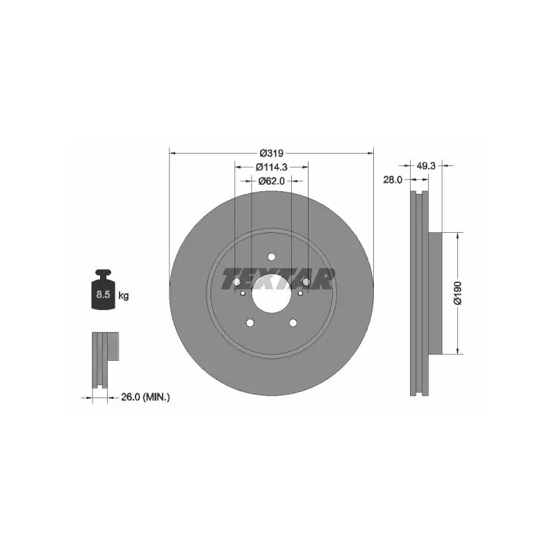 Stabdžių diskas  TEXTAR 92171503