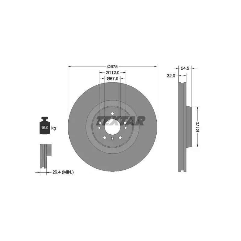 Stabdžių diskas  TEXTAR 92176603