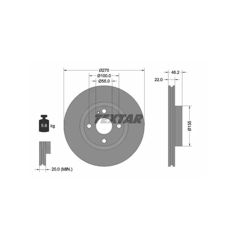 Stabdžių diskas  TEXTAR 92175903