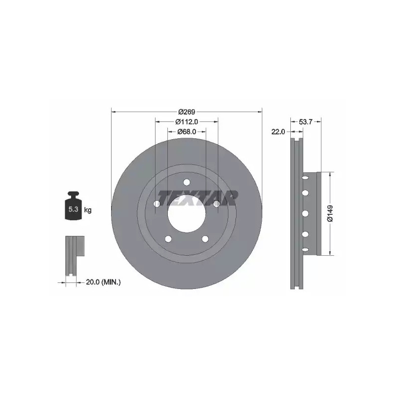 Stabdžių diskas  TEXTAR 92176803